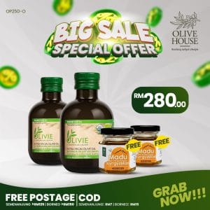2x Olivie Plus 250ml + FREE 2x Madu 50g